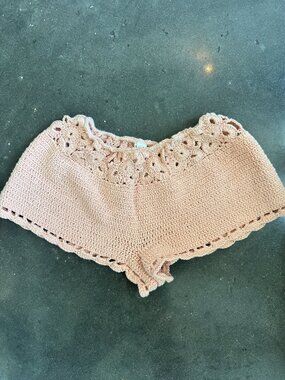 Andi Bagus Peach Crochet Beach Shorts
